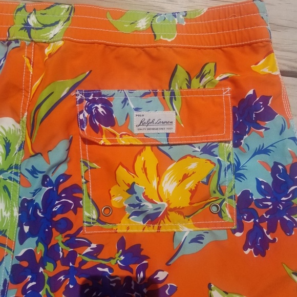 Vintage 90s Polo Ralph Lauren Hawaiian Swim Trunks - Picture 3 of 5